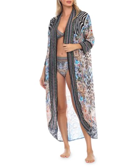 Printed Cover Up Duster La Moda Clothing