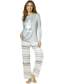Свободный вязаный пижамный комплект Feline Fair Isle с начесом HUE