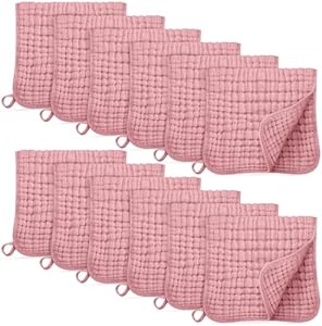 Muslin Burp Cloths for Baby 100% Cotton Burping Cloths for Boys Girls Large 20''X10'' Extra Soft and Absorbent 12 Pack - Gradient Pink Unnivoll