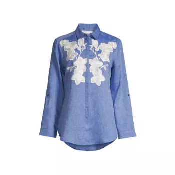 Льняная рубашка с цветочным принтом Citron Anne Fontaine