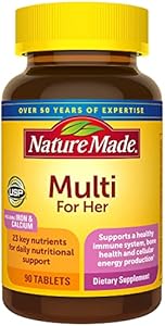 Nature Made Multivitamin For Her, Womens Multivitamin for Daily Nutritional Support, Multivitamin for Women, 90 Tablets (Таблетки), 90 Day Supply (Pack of 3) Nature Made