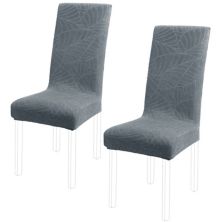2pcs Jacquard Stretch Removable Dining Room Chair Covers PiccoCasa