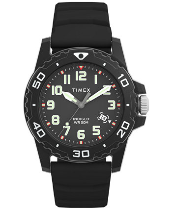 Men's Main Street Quartz Black Silicone Strap 42mm Round Watch Timex