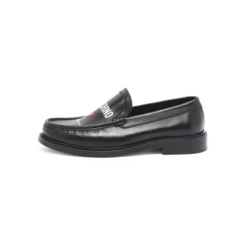 College Leather Loafers Moschino