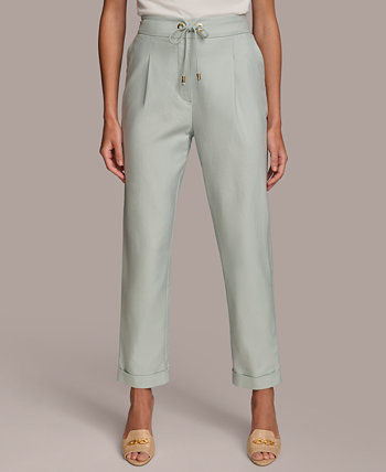 Women's Tie-Front Cotton Ankle Pants Donna Karan New York
