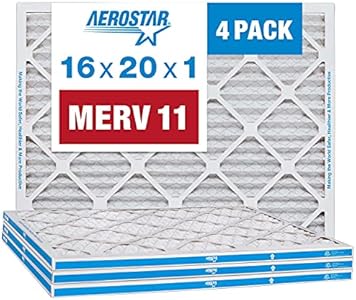 Плиссированные воздушные фильтры 12x12x1 MERV 11, 4 шт., эффективно очищают от аллергенов Aerostar