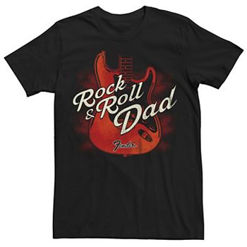 Мужская футболка с принтом Fender Rock And Roll Dad, выполненная из хлопка и полиэстера, с коротким рукавом Licensed Character