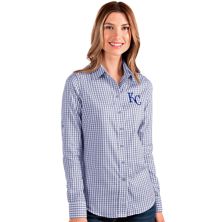 Женская тканая рубашка с синей структурой Antigua Kansas City Royals Unbranded