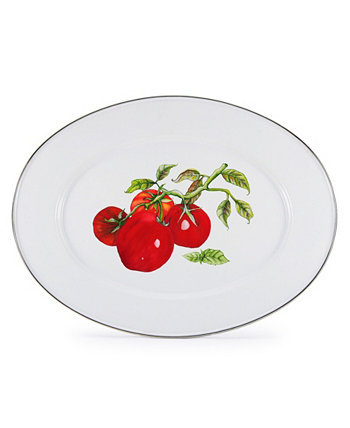 Коллекция эмалированной посуды "Помидоры" Овальная тарелка 16 "x 12" Golden Rabbit