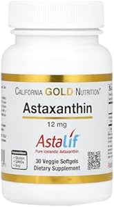 Astaxanthin by California Gold Nutrition - Featuring AstaLif® Pure Icelandic Astaxanthin - Gluten Free, Non-GMO - 12 mg - 30 Veggie Softgels California Gold Nutrition