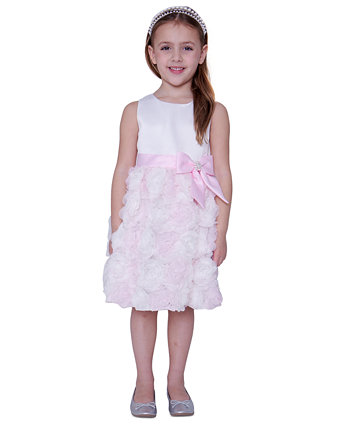 Платье трапециевидной формы с атласным лифом для маленьких девочек и сутажной юбкой с цветочным принтом Rare Editions