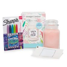 Yankee Candle x Sharpie Scented Candle, Cosmic Color Permanent Markers & Customizable Candle Label Gift Set Yankee Candle