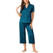 Женская домашняя одежда Топы и капри Атласные пижамные комплекты Cheibear