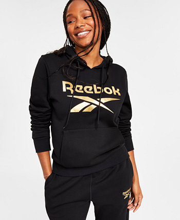 Женский пуловер с капюшоном из металлизированной фольги и логотипом, эксклюзив Macy's Reebok