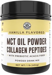 16oz Chocolate Keto MCT Powder (Порошок) + Collagen + Prebiotic Acacia Fiber. MCT Creamer. MCT Oil Powder from Coconuts. MCT Collagen Powder, Grass Fed, Perfect for Keto, 1 Net Carb, Stevia, Erythritol Left Coast Performance