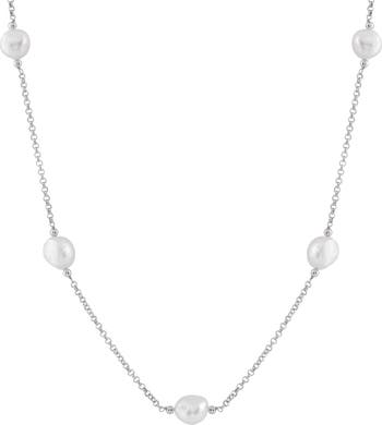 Ожерелье из стерлингового серебра и культивированного жемчуга 10-11 мм из бисера Splendid Pearls