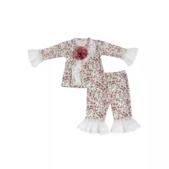 Baby Girl's Serendipity Floral Lace-Trim Set Haute Baby