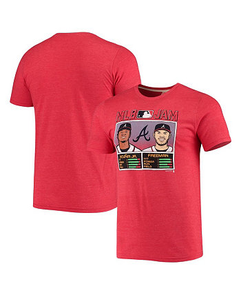 Men's Freddie Freeman and Ronald Acuna Jr. Heathered Red Atlanta Braves MLB Jam Player Tri-Blend T-shirt Homage