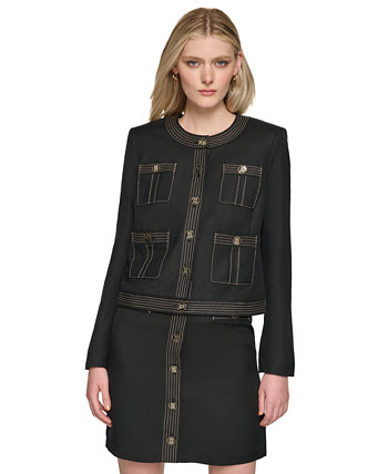 Women's Trapunto-Stitch Collarless Jacket Karl Lagerfeld Paris
