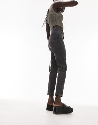 Черные стираные джинсы Topshop Tall Mom Topshop Tall
