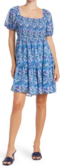 Присборенное мини-платье с цветочным принтом Lumiere