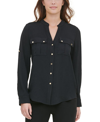 Текстурированная блуза Roll-Tab Calvin Klein