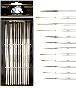 MyArtscape Artist Supplies Miniature Paint Brushes, Set of 12 for Detail & Fine Point Painting - use with Acrylic, Watercolor, Oil, Gouache - for Pinstriping, Warhammer 40k, Models & Lettering White MyArtscape