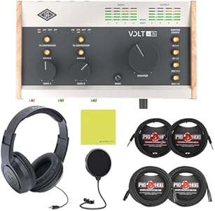 Universal Audio Volt 476 USB-C Аудио интерфейс, наушники Samson SRH350 и кабели Pig Hog 8mm XLR и 'Black Woven' Liquid Audio