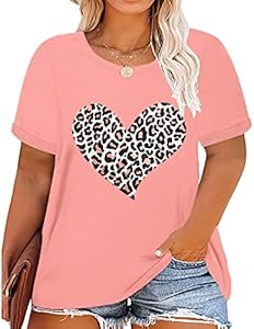 TIYOMI Plus Size Tops for Women Tee Short Sleeve T-Shirts Crewneck Pullover Tie Dye/Floral/Solid/Star/Heart XL-5XL TIYOMI