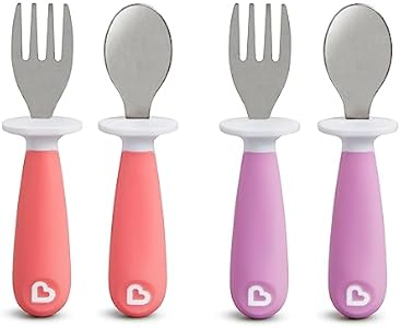 Munchkin® Raise™ Toddler Fork and Spoon Utensil Set, Rest Keeps Tip Off Table, BPA Free, 6 Pack, Blue Munchkin