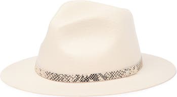 Фетровая шляпа-федора с кожаным ободом с тиснением под змею PHENIX