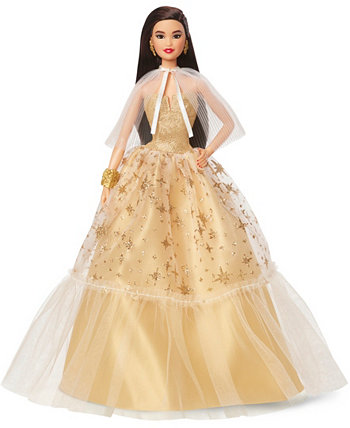 Коллекционная кукла Signature Holiday 2023, в золотом платье и с черными волосами Barbie