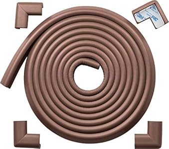 Roving Cove Edge Corner Protector Baby Proofing (Large 18ft Edge 8 Corners), Hefty-Fit Heavy-Duty, Soft NBR Rubber Foam, Furniture Fireplace Safety Bumper Guard, 3M Adhesive, Coffee Brown Roving Cove