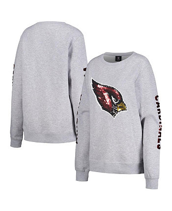 Женский пуловер с блестками и логотипом Heather Grey Arizona Cardinals Cuce