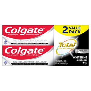 Colgate Total Whitening + Charcoal Toothpaste, Mint, 2 Pack, 4.8 Oz Tubes Visit the Colgate Store