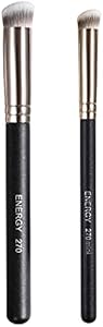 ENERGY Kabuki Brushes Set - Mini Flat Top Kabuki Brush and Slant Concealer Brush Under Eye for Eyebrows Eyeshadow Brushes for Liquid (Жидкость) Cream Powder (Порошок) Blending,Stippling,Highlighter and Nose Contour ENERGY