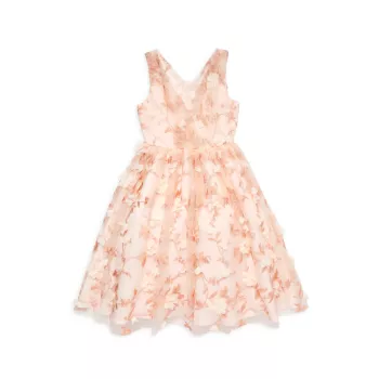 Маленькая девочка и усилитель; Платье чайной длины с цветочным принтом для девочек Christian Siriano