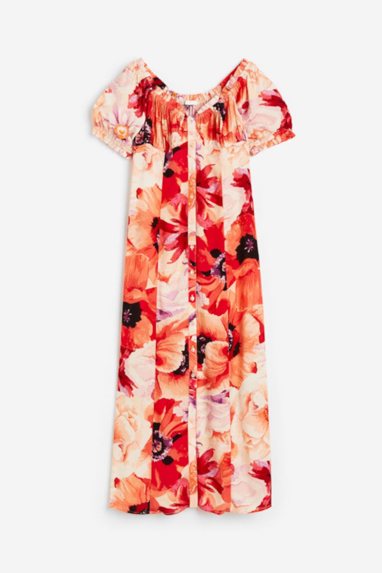 Креповое платье с открытыми плечами H&M