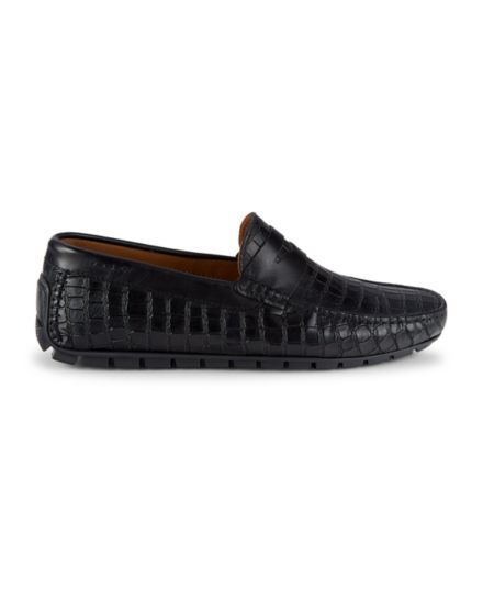 Bermuda Croc Embossed Leather Driving Shoes To Boot New York