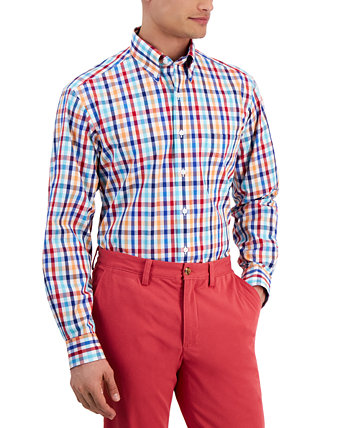 Men's Regular-Fit Multicolor Plaid Dress Shirt, Created for Macy's Club Room