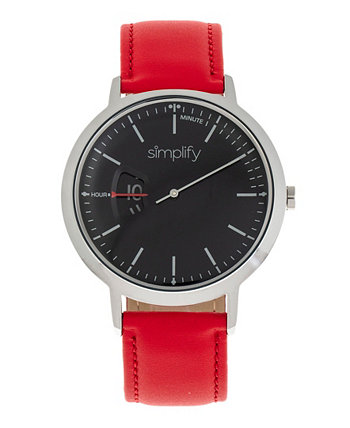Женские часы The 6500 черного, красного, коричневого, бежевого, оранжевого или синего цвета с ремешком из натуральной кожи, 44 мм Simplify