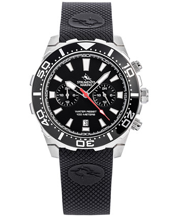 Мужские часы Skipper Dual Time Zone с черным силиконовым ремешком 44 мм, созданы для Macy's Strumento Marino