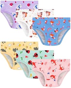 100% Cotton Girls Underwear Tagless Comfort Toddler Panties (6-Pack) JAHSIYI