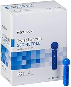 McKesson 16-028-100 Lancet Twist Top Lancet Needle 1.8 mm Depth 28 Gauge (Pack of 100) Mckesson