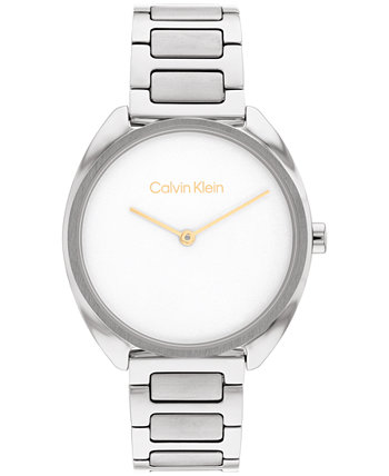 Женские серебристые часы-браслет из нержавеющей стали 34 мм Calvin Klein