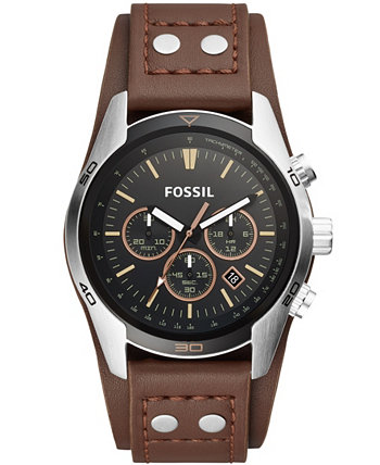 Мужские коричневые кожаные часы Coachman 45 мм Fossil