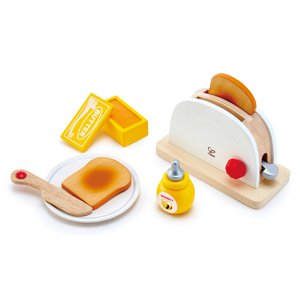 Hape Pop-Up Toaster Set, Kid's Wooden Toy Kitchen Accessory Playset, 7 Pieces Hape