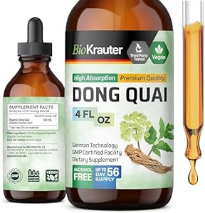 Dong Quai Tincture - Angelica Root Liquid Extract (Жидкий экстракт) - Women’s Health Support - Alcohol and Sugar Free Angelica Tincture - Vegan Dong Quai Drops (Капли) 2 Fl.Oz. BIO KRAUTER