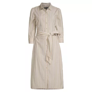 Полосатое платье-рубашка из смесового хлопка с завязками на талии Vineyard Vines