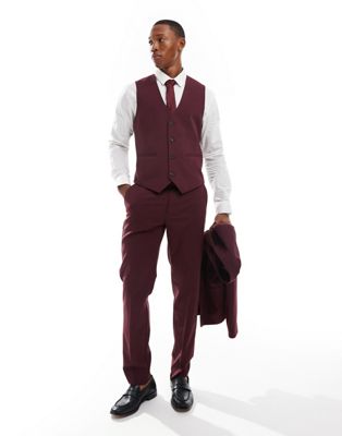 ASOS DESIGN slim suit pants in burgundy ASOS DESIGN